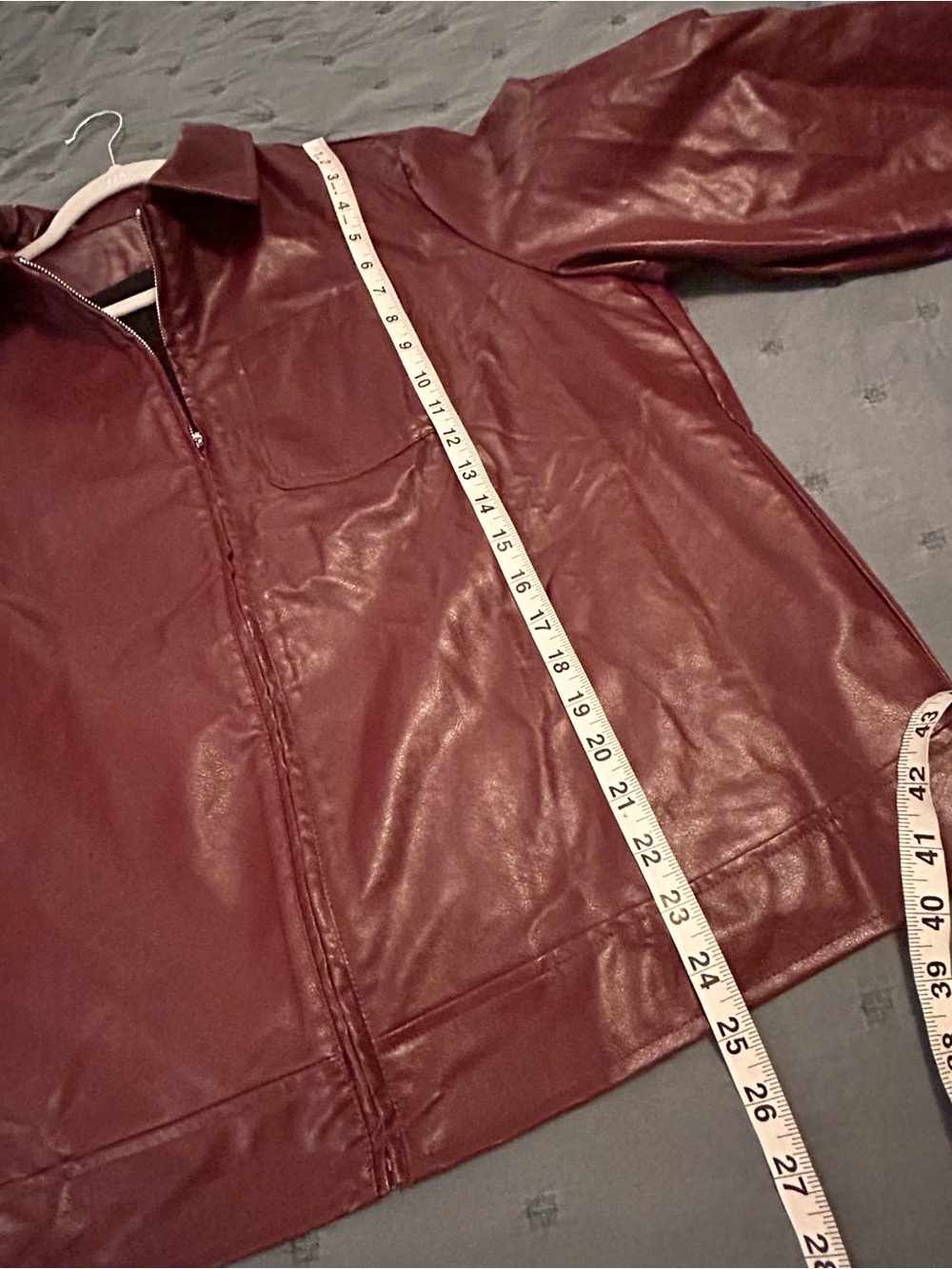 NWT Cupshe Burgundy Faux Leather Zip Jacket Pocket XL - Picture 9 of 9